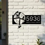 Custom Metal World traveling adventure Address Sign House number Hanging Address Plaque Yard Sign Outdoor Sign
