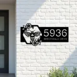 Custom Metal Bee on floral frame Metal Address Sign Custom House Number Hanging Address Plaque Yard Sign Outdoor Sign