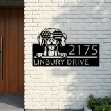 Custom Metal Weimaraner dog US flag glasses Metal Address Sign House number Hanging Address Plaque Yard Sign Outdoor decor