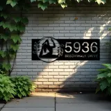 Custom Metal Yoga Meditation Metal Address Sign Custom House number Hanging Address Plaque Yard Sign Outdoor