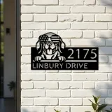 Custom Metal Beagle dog US flag glasses Metal Address Sign House number Hanging Address Plaque Yard Sign Outdoor decor