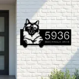Custom Metal Siamese Cute peeking cat kitten Metal Address Sign, House number, Outdoor Number Signage, Yard Sign Address Plate