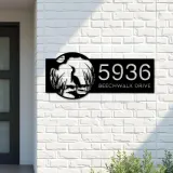 Custom Metal Heron on Lake Metal Address Sign Custom House number Hanging Address Plaque Yard Sign Outdoor
