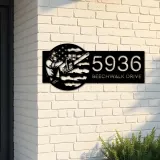 Custom Metal Arborist tree surgeon US flag Metal Address Sign, House number, Outdoor Number Signage, Yard Sign Address Plate