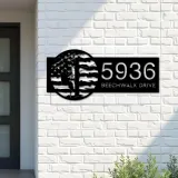 Custom Metal Electrician lineman US flag Metal Address Sign, House number, Outdoor Number Signage, Yard Sign Address Plate