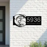 Custom Metal Bluefish fishing rod bait hook Metal Address Sign, House number, Outdoor Number Signage, Yard Sign Address Plate
