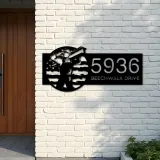 Custom Metal Construction worker US flag Metal Address Sign, House number, Outdoor Number Signage, Yard Sign Address Plate