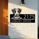 Custom Metal Jack Russell dog Cute puppy Metal Address Sign House number Hanging Address Plaque Yard Sign Outdoor decor