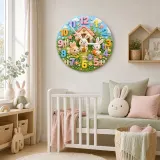 Pastel Bunny Garden Kids Room Wall Clock