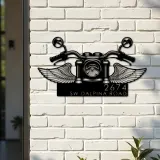 Custom Metal Biker Bike rider Motocycle with wings Metal Address Sign, House number, Outdoor Number Signage, Yard Sign Address Plate
