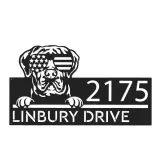 Custom Metal Cane Corso dog US flag glasses Metal Address Sign House number Hanging Address Plaque Yard Sign Outdoor decor