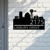 Custom Metal Farm landscape ranch Metal Address Sign, House number, Outdoor Number Signage, Yard Sign Address Plate