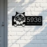 Custom Metal Holy Burma Cute peeking cat kitten Metal Address Sign, House number, Outdoor Number Signage, Yard Sign Address Plate