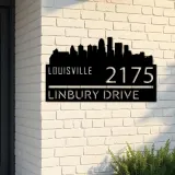 Custom Metal Louisville city skyline Metal Address Sign Hanging Address Plaque house number Yard Outdoor Sign