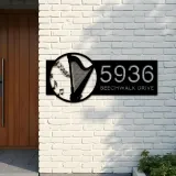 Custom Metal Harp musical instrument Metal Address Sign Custom House number Hanging Address Plaque Yard Sign Outdoor