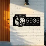 Custom Metal Raccoon Wild animal wildlife Metal Address Sign, House number, Outdoor Number Signage, Yard Sign Address Plate