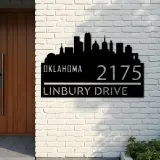 Custom Metal Oklahoma city skyline Metal Address Sign Hanging Address Plaque house number Yard Outdoor Sign