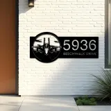 Custom Metal Jet fighter airplane US Airforce Metal Address Sign Custom House number Hanging Address Plaque Yard Sign Outdoor