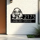 Custom Metal Poodle dog Cute puppy Metal Address Sign House number Hanging Address Plaque Yard Sign Outdoor decor