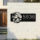 Custom Metal Dolphins Couple Metal Address Sign Custom Hanging Address Plaque House number Yard Sign Outdoor Sign