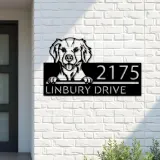 Custom Metal Brittany spaniel dog cute puppy Metal Address Sign House number Hanging Address Plaque Yard Sign Outdoor decor