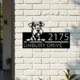 Custom Metal Airedale terrier dog Puppy Metal Address Sign House number Hanging Address Plaque Yard Sign Outdoor decor