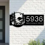 Custom Metal Sunset Scene Metal Address Sign, House number, Outdoor Number Signage, Yard Sign Address Plate