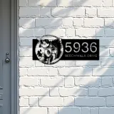 Custom Metal Bass fishing rod bait hook Metal Address Sign, House number, Outdoor Number Signage, Yard Sign Address Plate