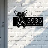 Custom Metal Oriental Shorthair Cute peeking cat Metal Address Sign, House number, Outdoor Number Signage, Yard Sign Address Plate