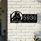 Custom Metal Horses farmhouse ranch animal welcome Metal Address Sign House Number Hanging Address Plaque Yard Sign Outdoor Sign