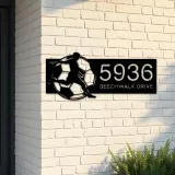 Custom Metal Soccer player football Metal Address Sign, House number, Outdoor Number Signage, Yard Sign Address Plate