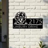 Custom Metal Newfoundland dog Cute puppy Metal Address Sign House number Hanging Address Plaque Yard Sign Outdoor decor