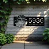Custom Metal Tree of life with dog Metal Address Sign, House number, Outdoor Number Signage, Yard Sign Address Plate