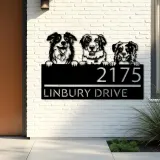 Custom Metal Australian shepherd dogs puppy Metal Address Sign House number Hanging Address Plaque Yard Sign Outdoor decor