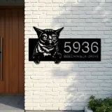 Custom Metal Burma Cute peeking cat kitten Metal Address Sign, House number, Outdoor Number Signage, Yard Sign Address Plate