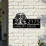 Custom Metal Cavalier King Charles Spaniel dog Metal Address Sign House number Hanging Address Plaque Yard Sign Outdoor decor