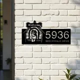 Custom Metal Border Collie dog puppy welcome Metal Address Sign, House number, Outdoor Number Signage, Yard Sign Address Plate