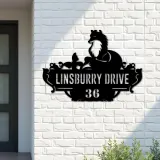 Custom Metal Cute Fox Wild animal wildlife Metal Address Sign, House number, Outdoor Number Signage, Yard Sign Address Plate