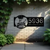 Custom Metal Mom and daughter go fishing Metal Address Sign Custom House number Hanging Address Plaque Yard Sign Outdoor