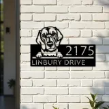 Custom Metal Beagle dog Puppy Metal Address Sign House number Hanging Address Plaque Yard Sign Outdoor decor