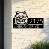 Custom Metal Pomeranian dog Cute puppy Metal Address Sign House number Hanging Address Plaque Yard Sign Outdoor decor