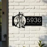 Custom Metal Floral Violin Violin player Metal Address Sign, House number, Outdoor Number Signage, Yard Sign Address Plate
