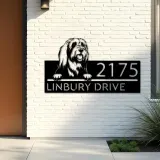 Custom Metal Bearded collie dog Puppy Metal Address Sign House number Hanging Address Plaque Yard Sign Outdoor decor