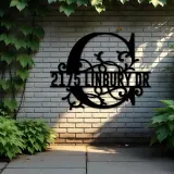 Custom Metal Floral Monogram Split Letter C Metal Address Sign House number Hanging Address Plaque Yard Sign Outdoor decor