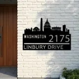 Custom Metal Washington city skyline Metal Address Sign Hanging Address Plaque house number Yard Outdoor Sign