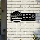 Custom Metal America US flag 4th of July Metal Address Sign House number Hanging Address Plaque Yard Sign Outdoor decor