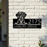 Custom Metal Irish Wolfhound dog US flag glasses Metal Address Sign House number Hanging Address Plaque Yard Sign Outdoor decor