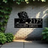 Custom Metal Wirehaired Vizsla dog Puppy Metal Address Sign House number Hanging Address Plaque Yard Sign Outdoor decor