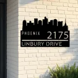 Custom Metal Phoenix city skyline Metal Address Sign Hanging Address Plaque house number Yard Outdoor Sign
