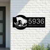 Custom Metal Mountain Bike Bicycle Cyclist Metal Address Sign, House number, Outdoor Number Signage, Yard Sign Address Plate